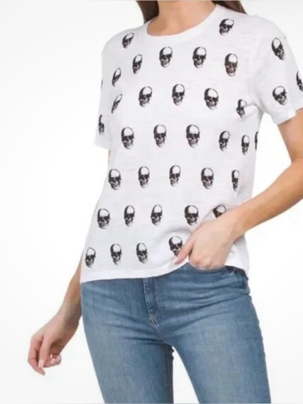 Skull Cashmere white short-sleeve crewneck tee tshirt top sz M